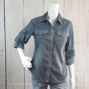 CHICO’S Denim Shirt Roll Up Sleeves
